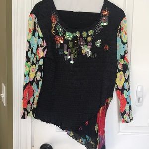 Black sequin colorful blouse